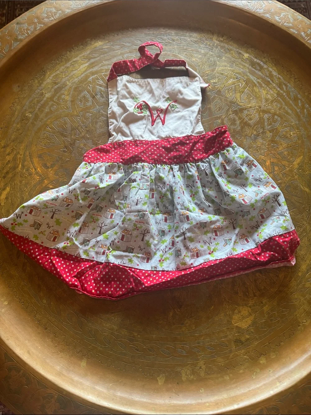 American Girl White and Red Polka-Dot Skirted Costume with Village Print